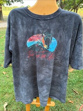 Liquid Blue Black Short-Sleeve Tee with Multicolor Surf Graphic